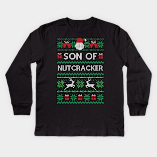 Son of a Nutcracker Funny Elf Christmas Design Kids Long Sleeve T-Shirt